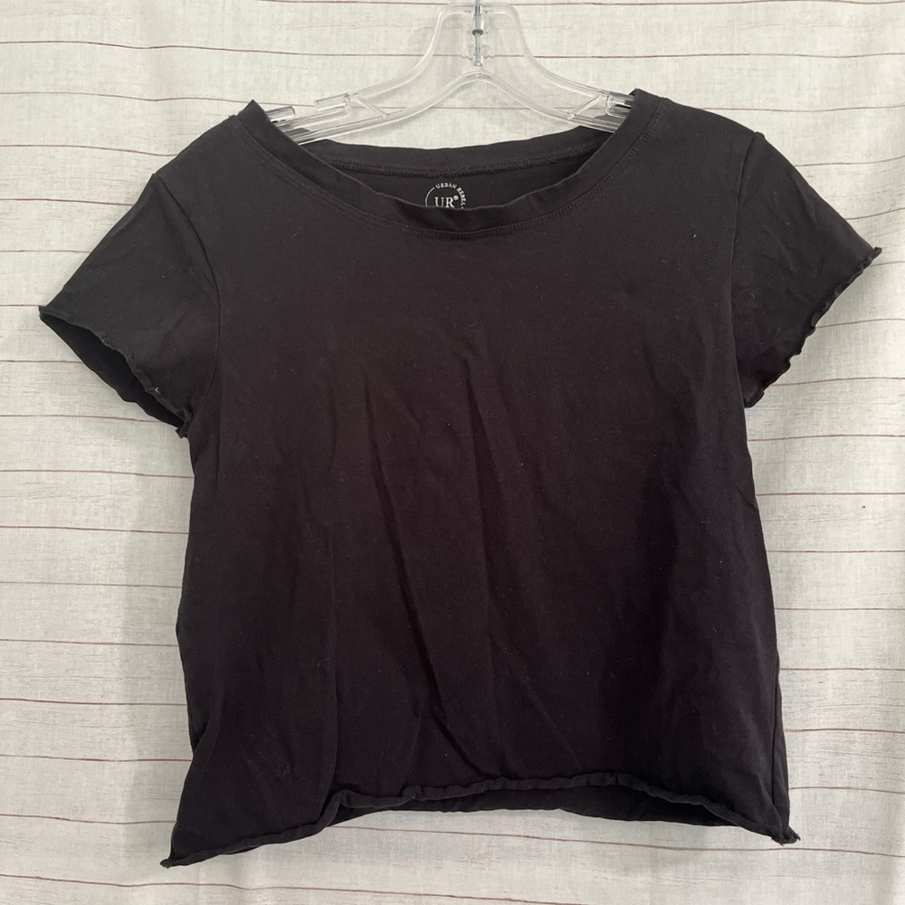 Black Cropped Relaxed Short Sleeve T-Shirt